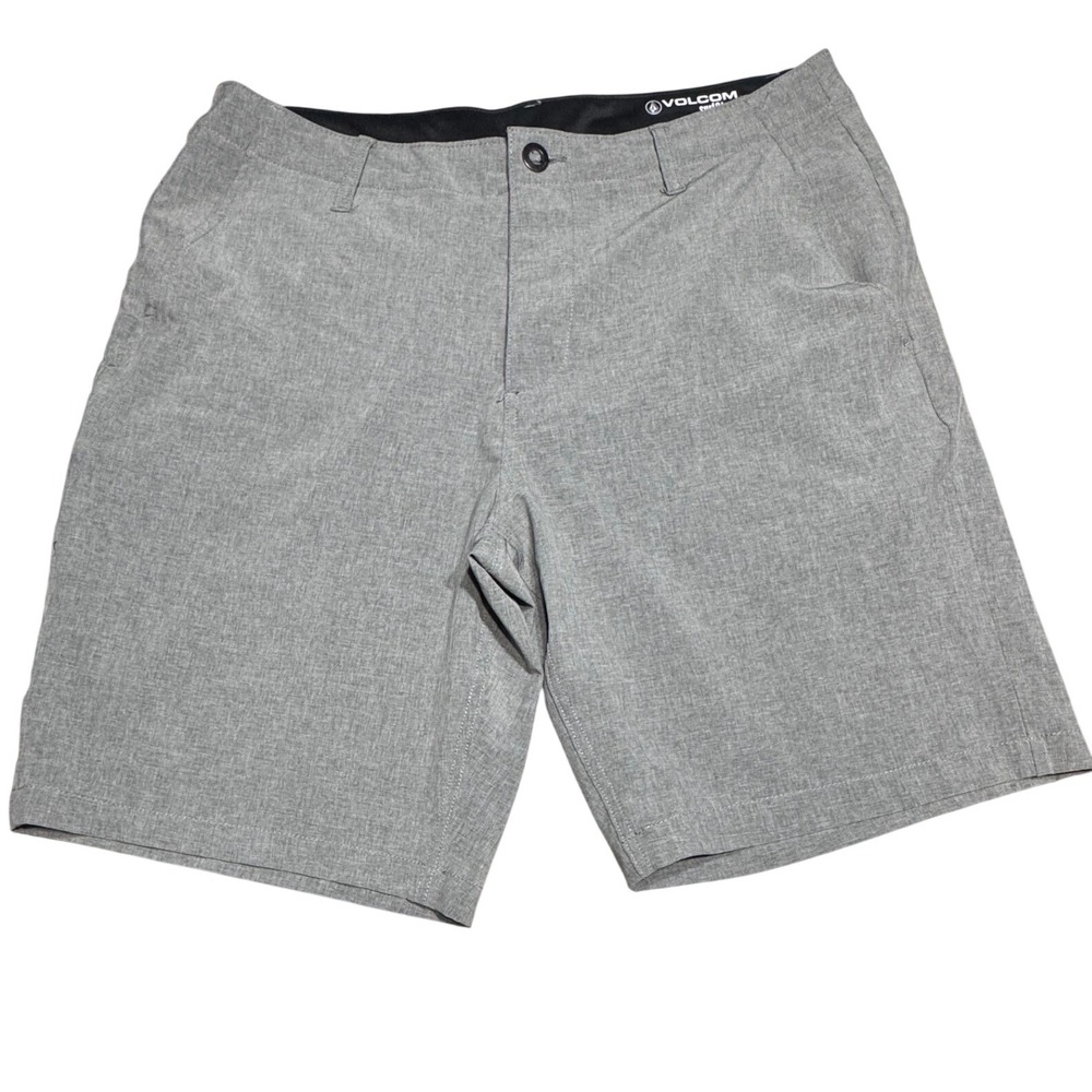 Volcom Hybrid Shorts Mens 34 Surf & Turf 4-Way Stretch Gray Casual Outdoor